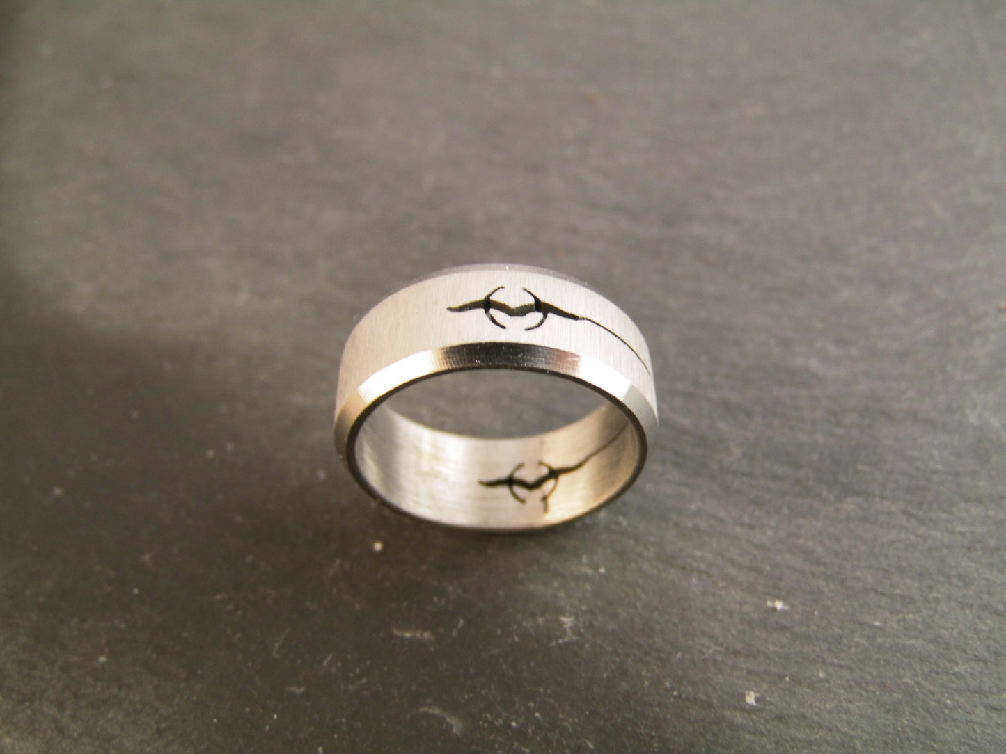 Edelstahl Fingerring gebürstet Größe 18 Phantasie