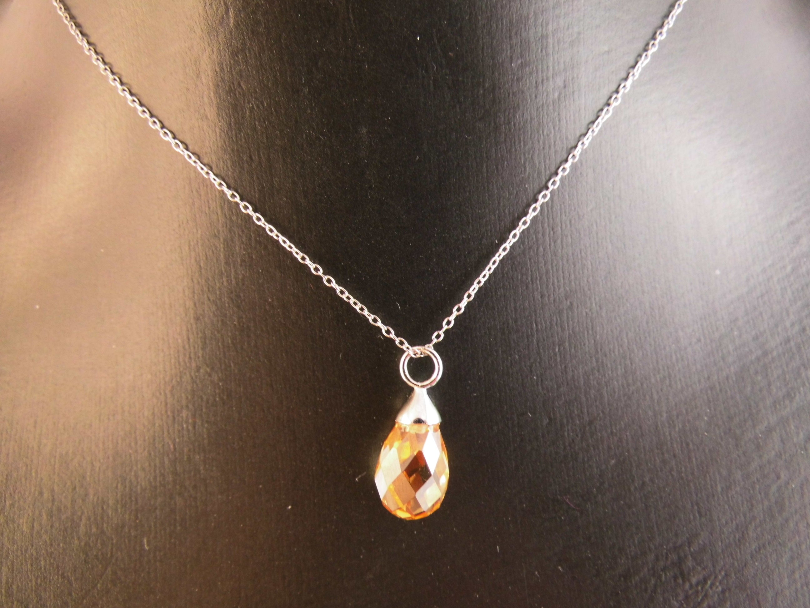 925er Echt Silber Kette mit großen Zirkonia Anhänger