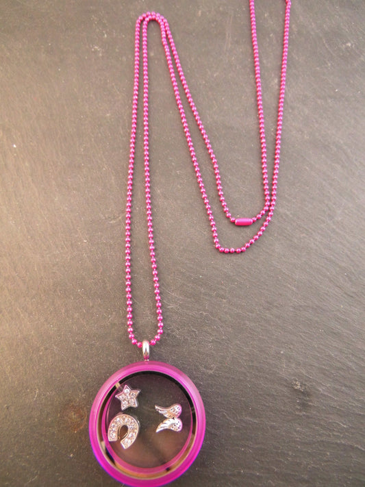 Halskette Floating Charms pink