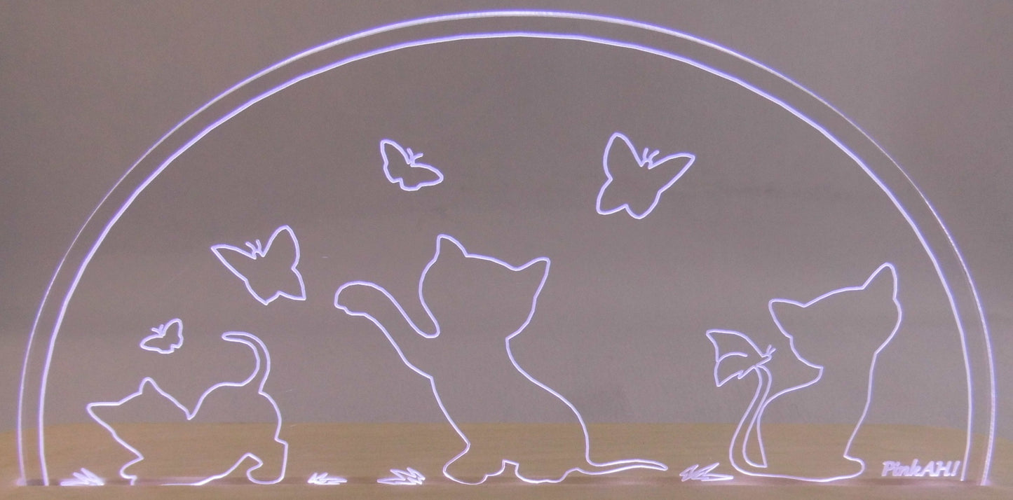 Wechselmotiv spielende Katzen Motiv für LED Schwibbogen Sockel