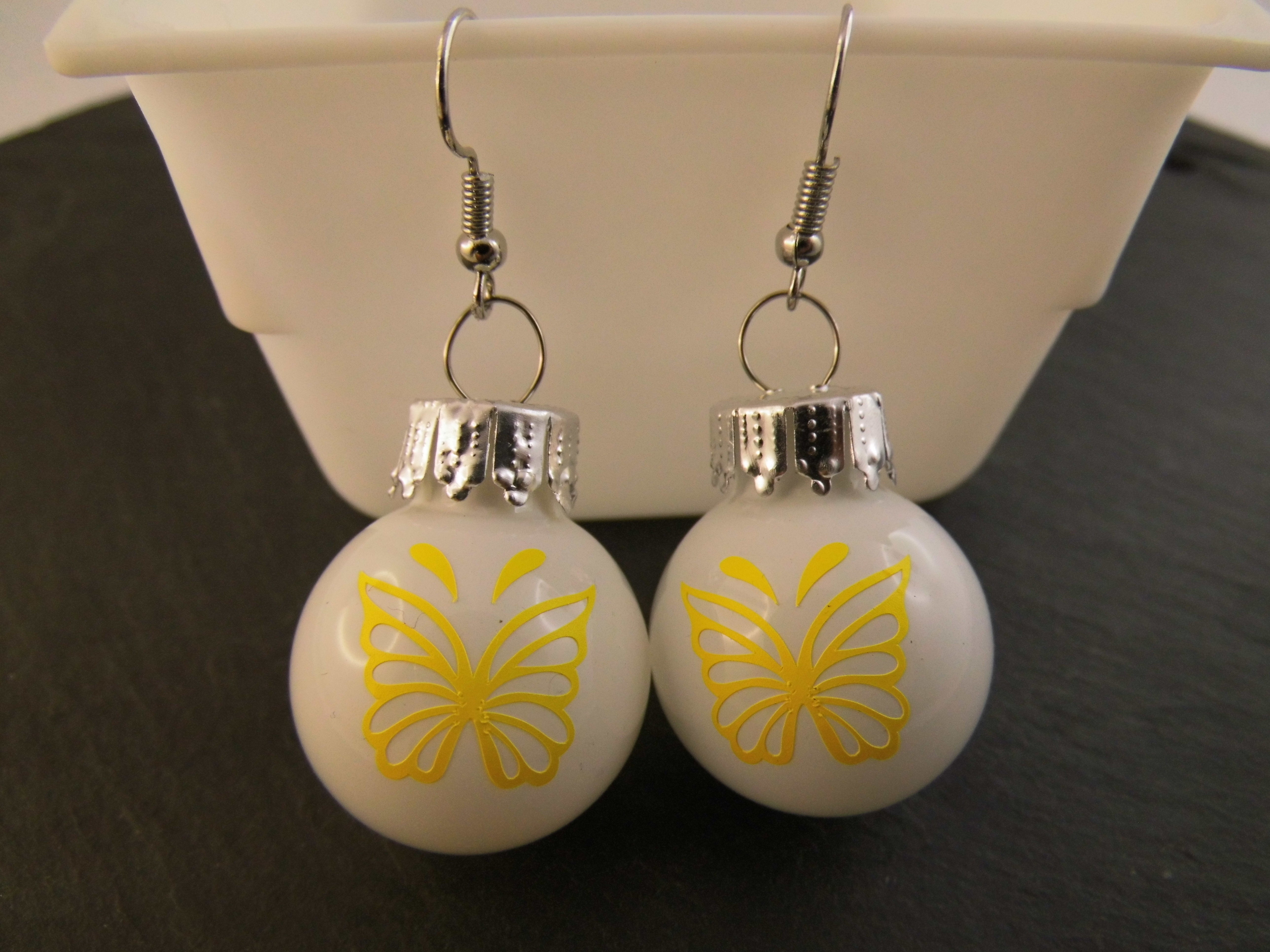 Weihnachtskugel Ohrringe Glas 2,5 cm verschiedene Motive