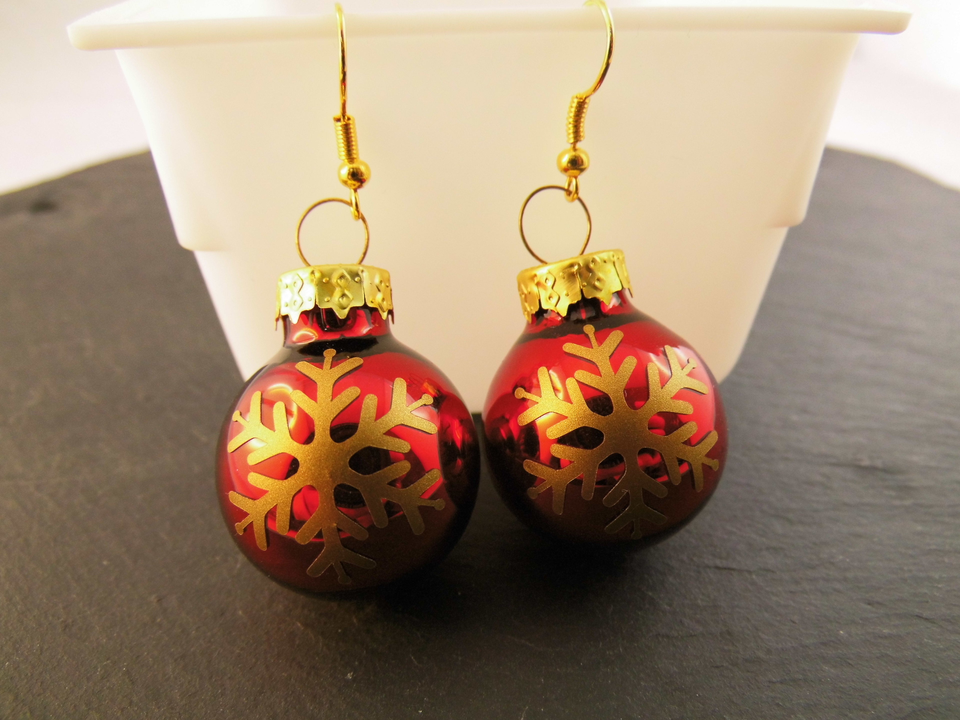 Weihnachtskugel Ohrringe Glas 2,5 cm verschiedene Motive