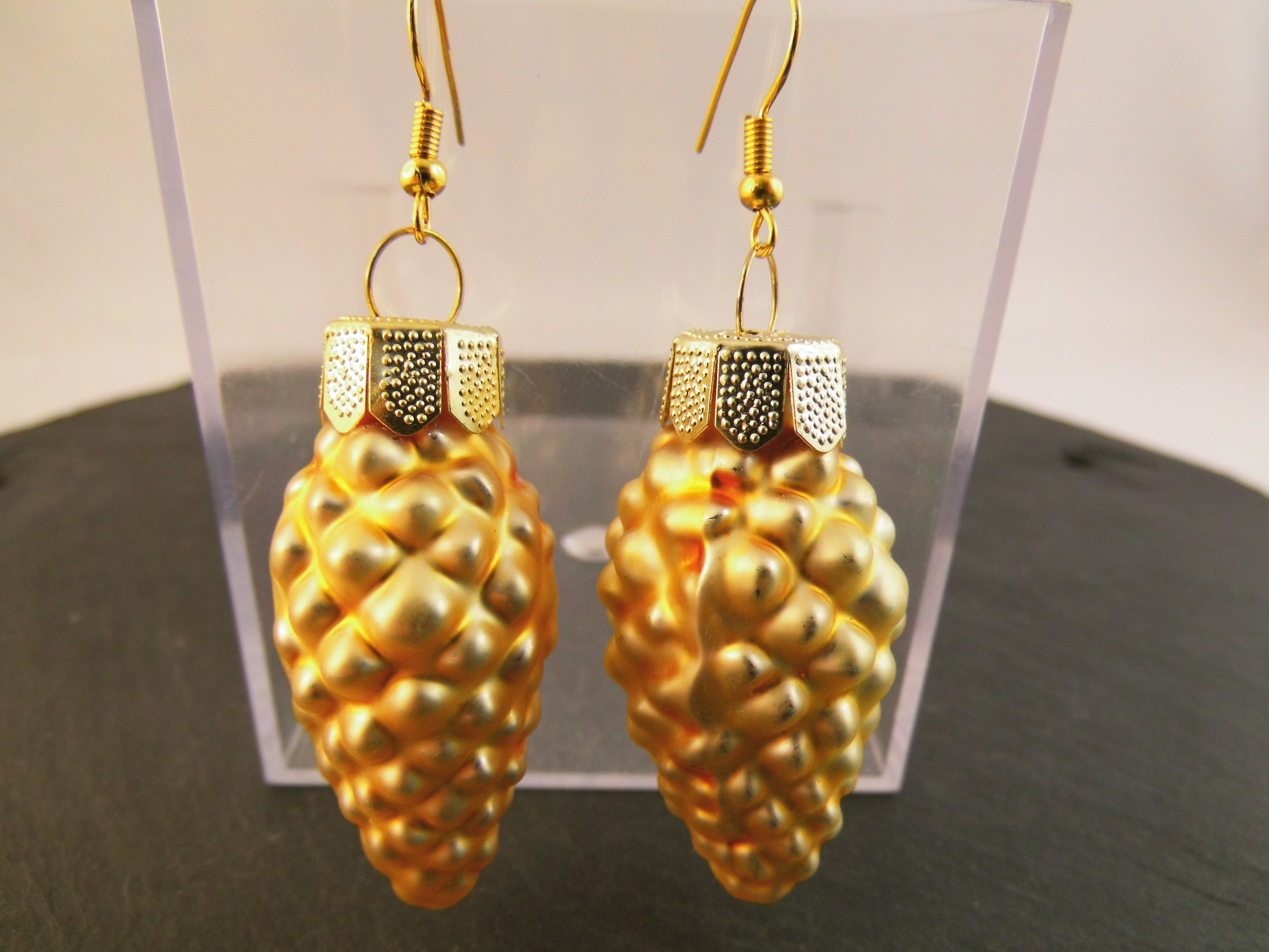 Weihnachtskugel Ohrringe Glas Zapfen verschiedene Farben