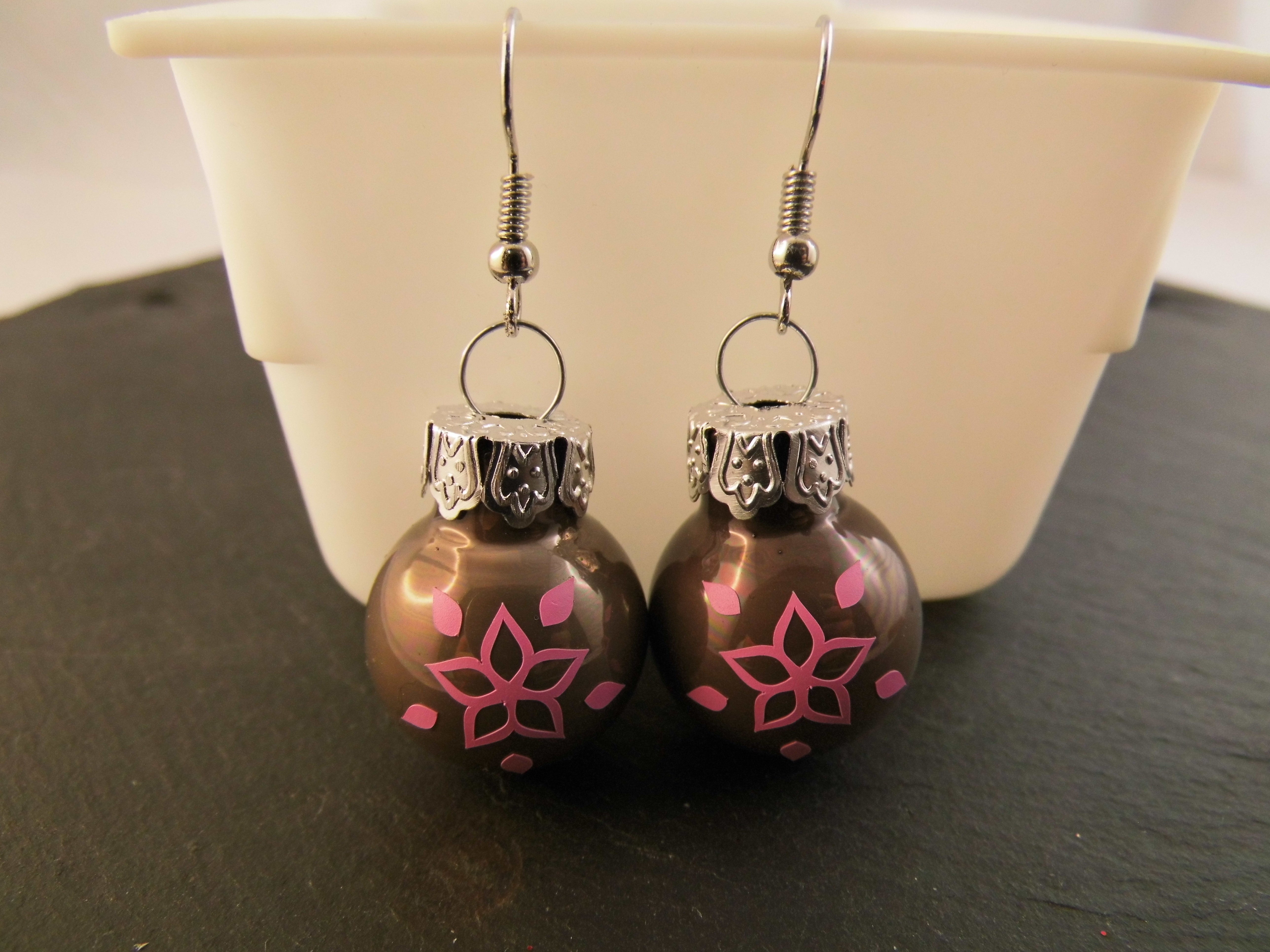 Weihnachtskugel Ohrringe Glas 2 cm verschiedene Motive und Farben