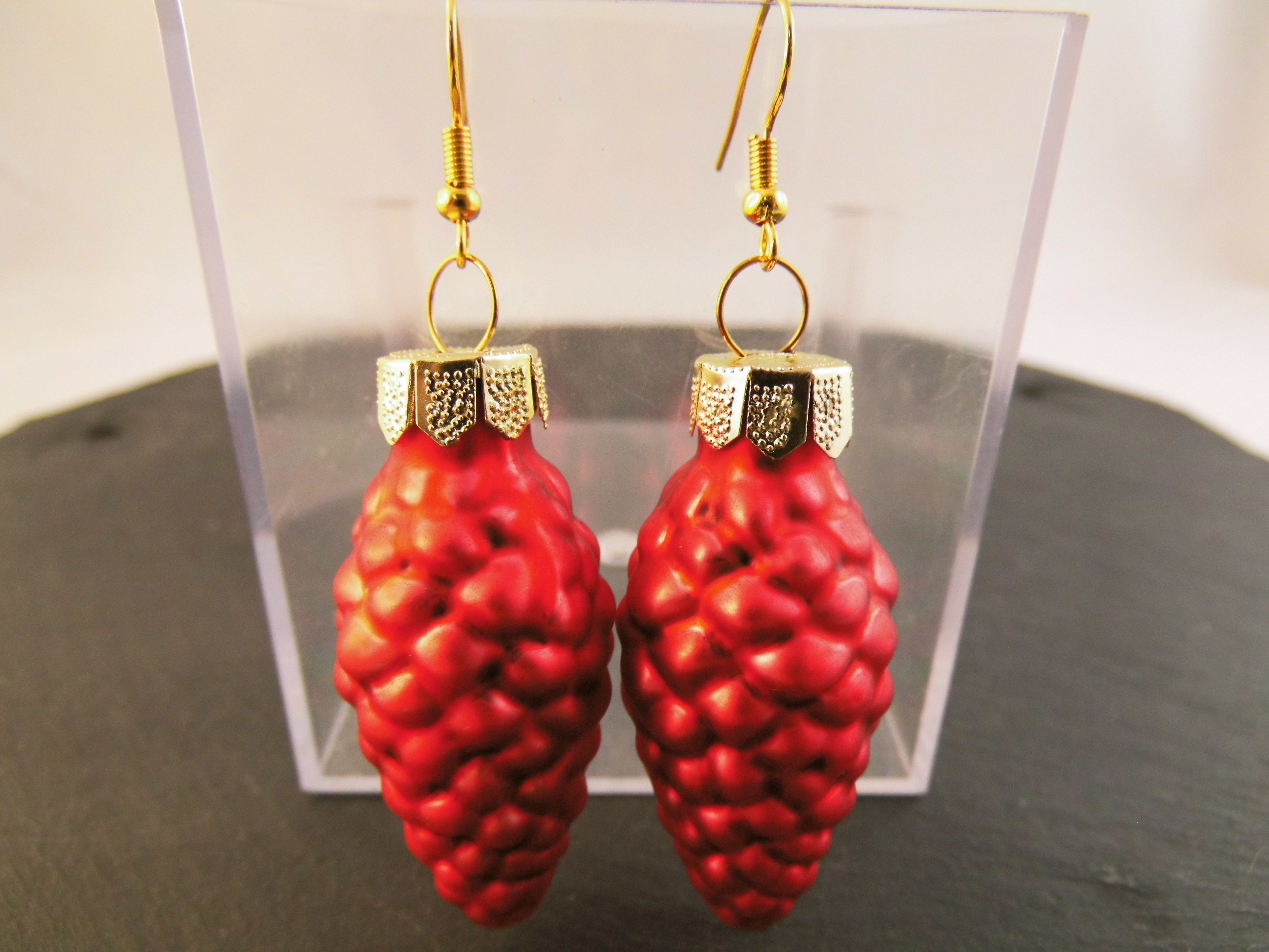 Weihnachtskugel Ohrringe Glas Zapfen verschiedene Farben