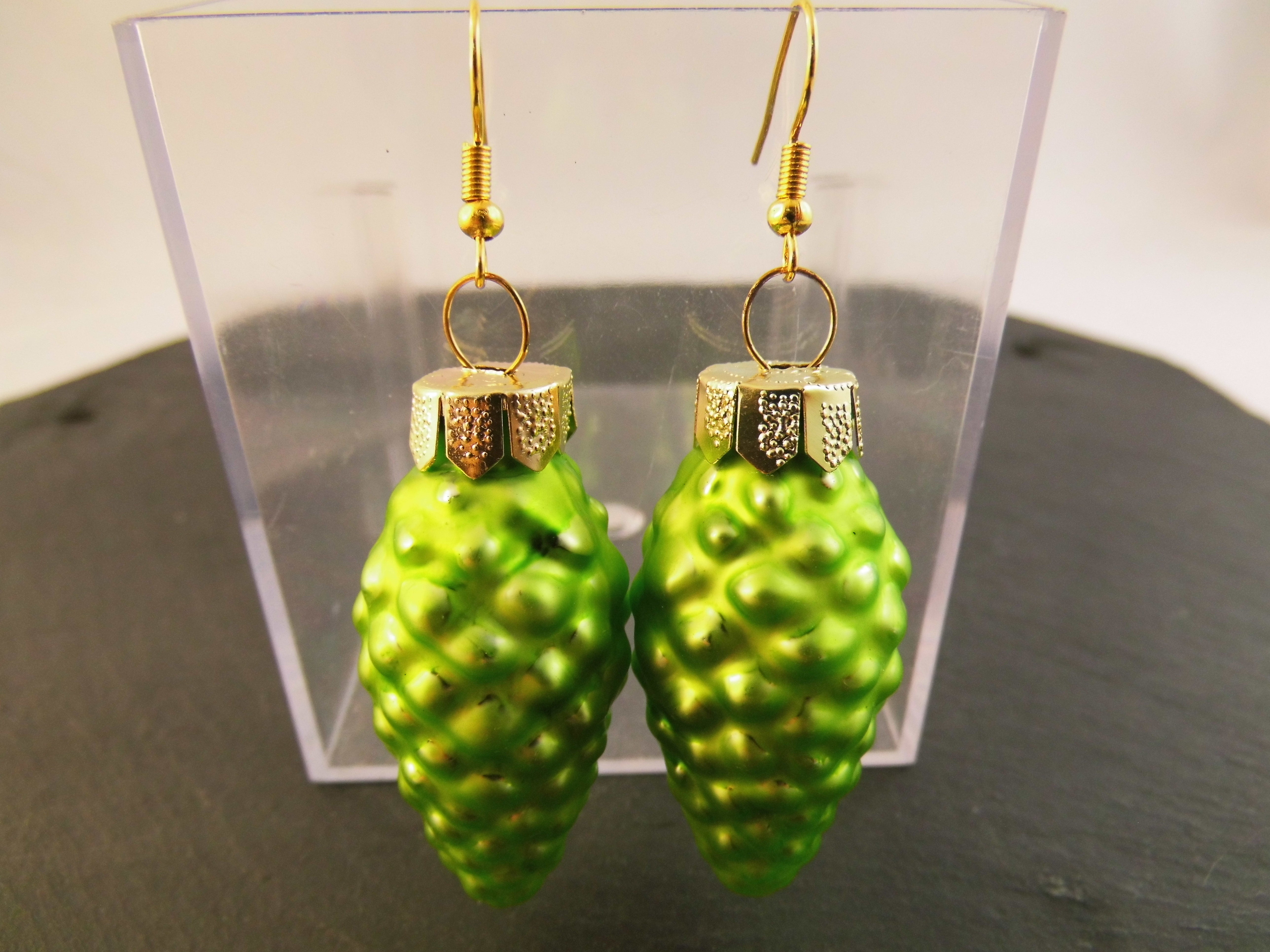 Weihnachtskugel Ohrringe Glas Zapfen verschiedene Farben