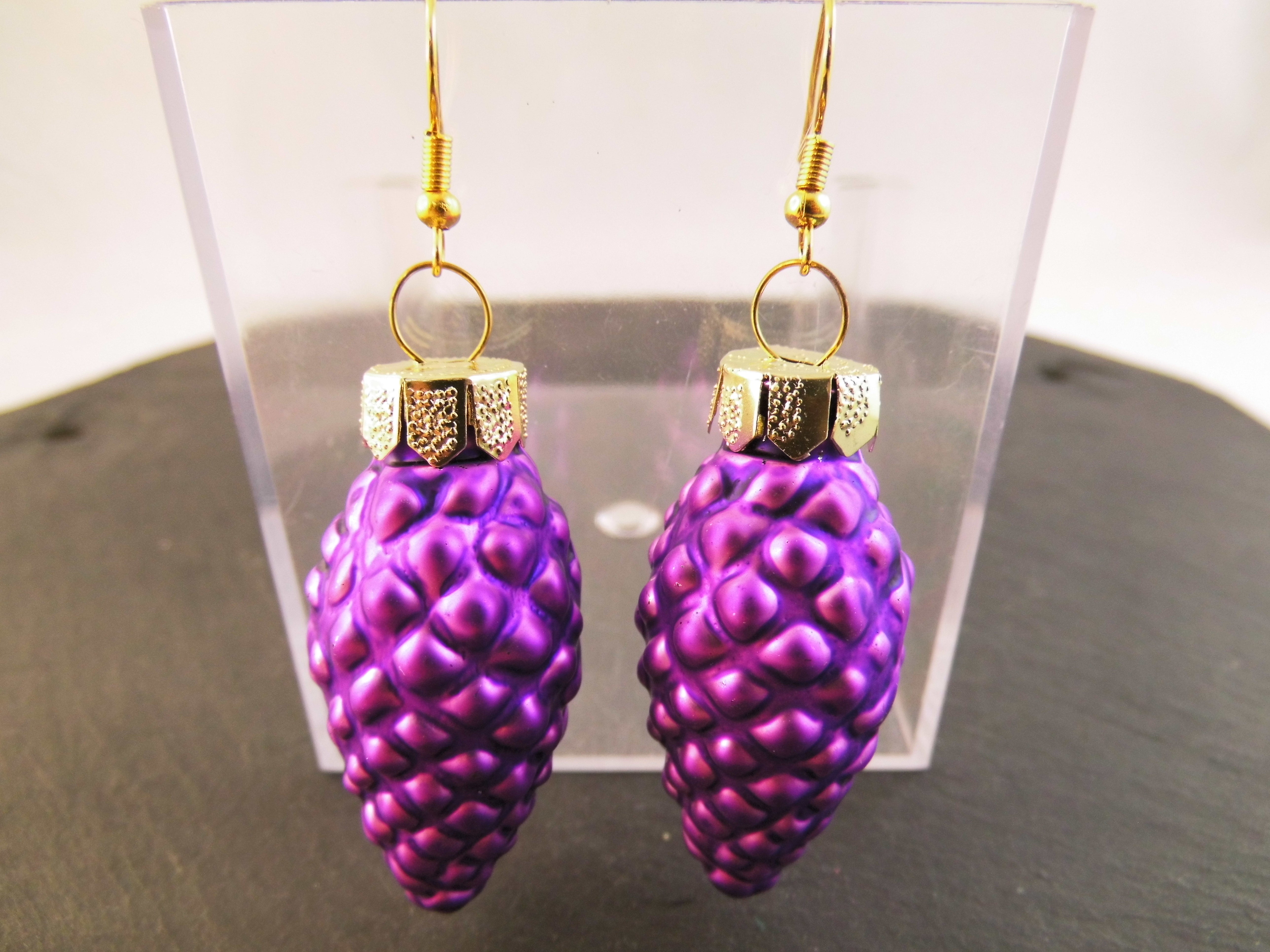 Weihnachtskugel Ohrringe Glas Zapfen verschiedene Farben