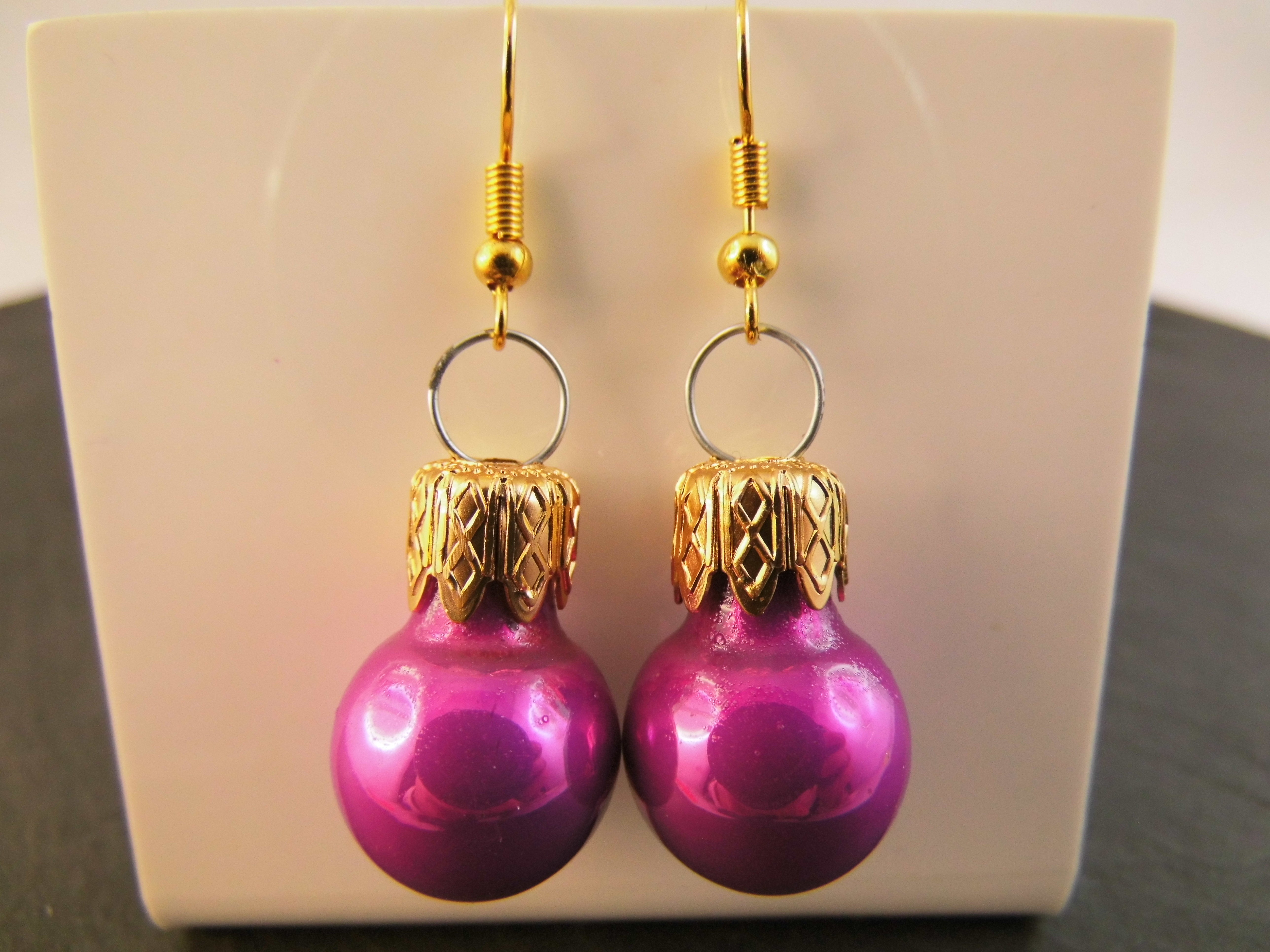 Weihnachtskugel Ohrringe Glas Mini 1,5 cm verschiedene Farben