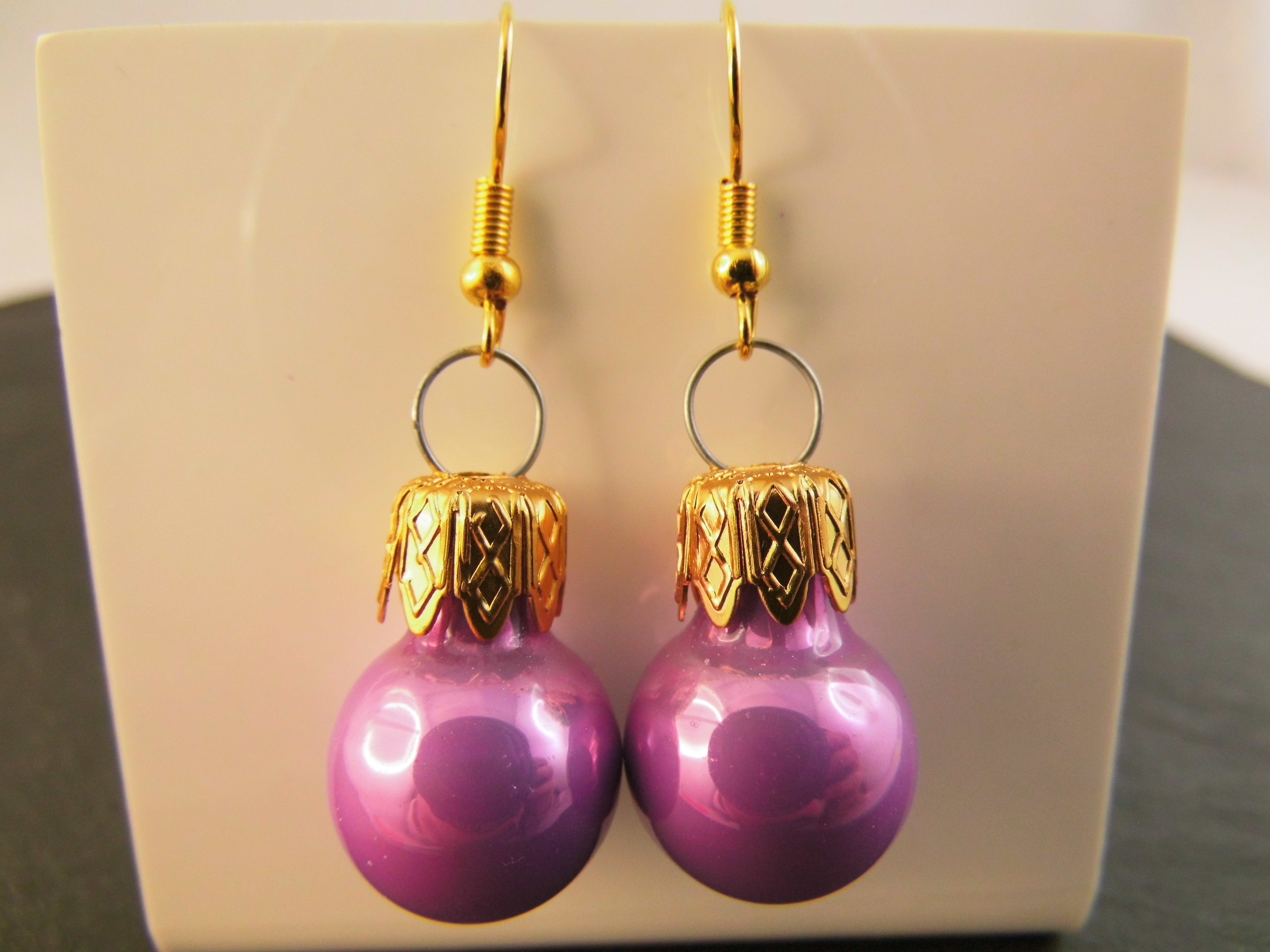 Weihnachtskugel Ohrringe Glas Mini 1,5 cm verschiedene Farben