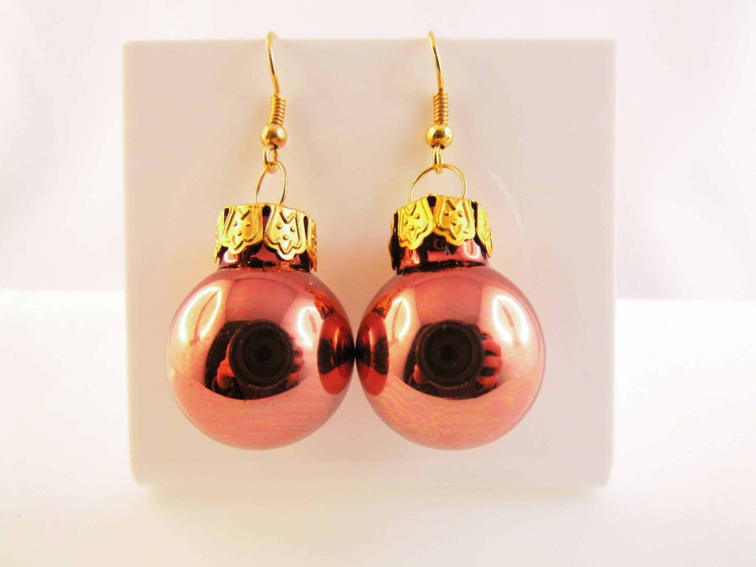 Weihnachtskugel Ohrringe Glas 2 cm verschiedene Farben