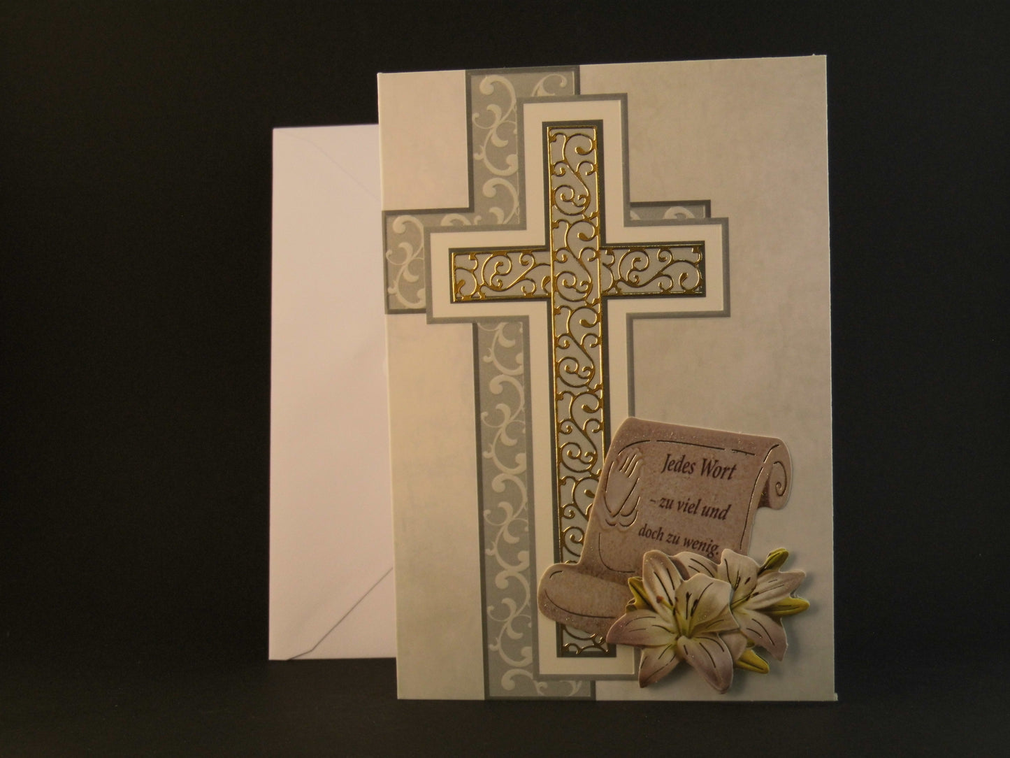 3D Karte Trauerkarte Handmade Aufklappbar mit Umschlag