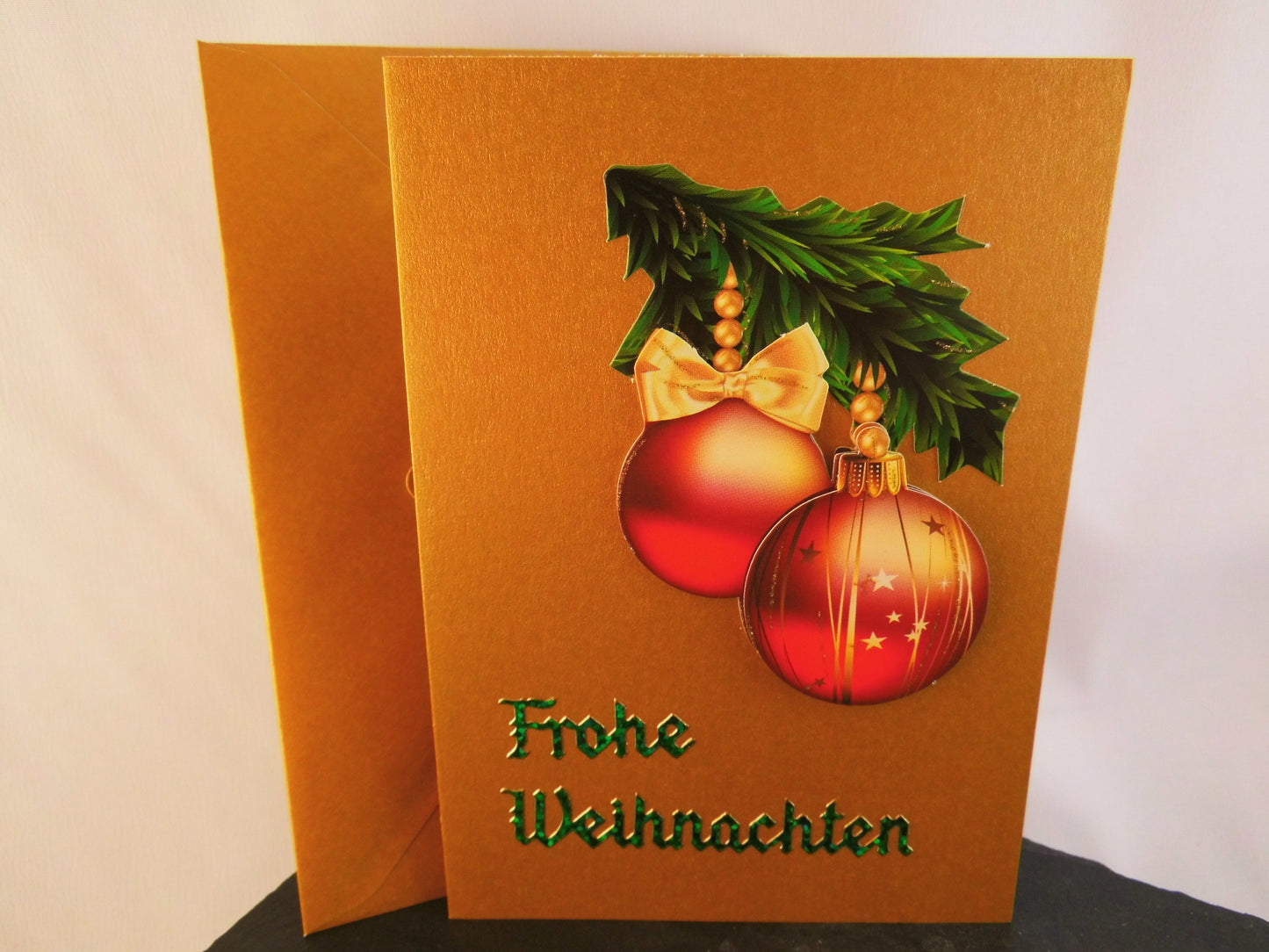 3D Karte für Weihnachten verschiedene Motive goldfarben Aufklappbar mit Umschlag