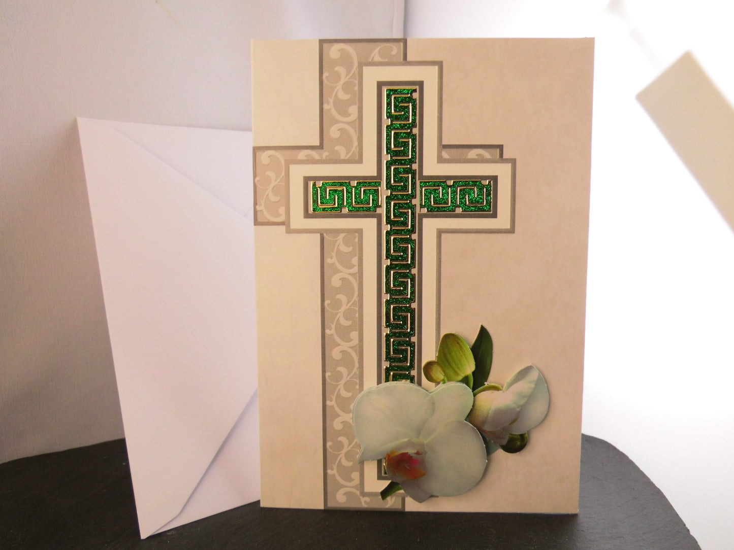 3D Karte Trauerkarte Handmade Aufklappbar mit Umschlag