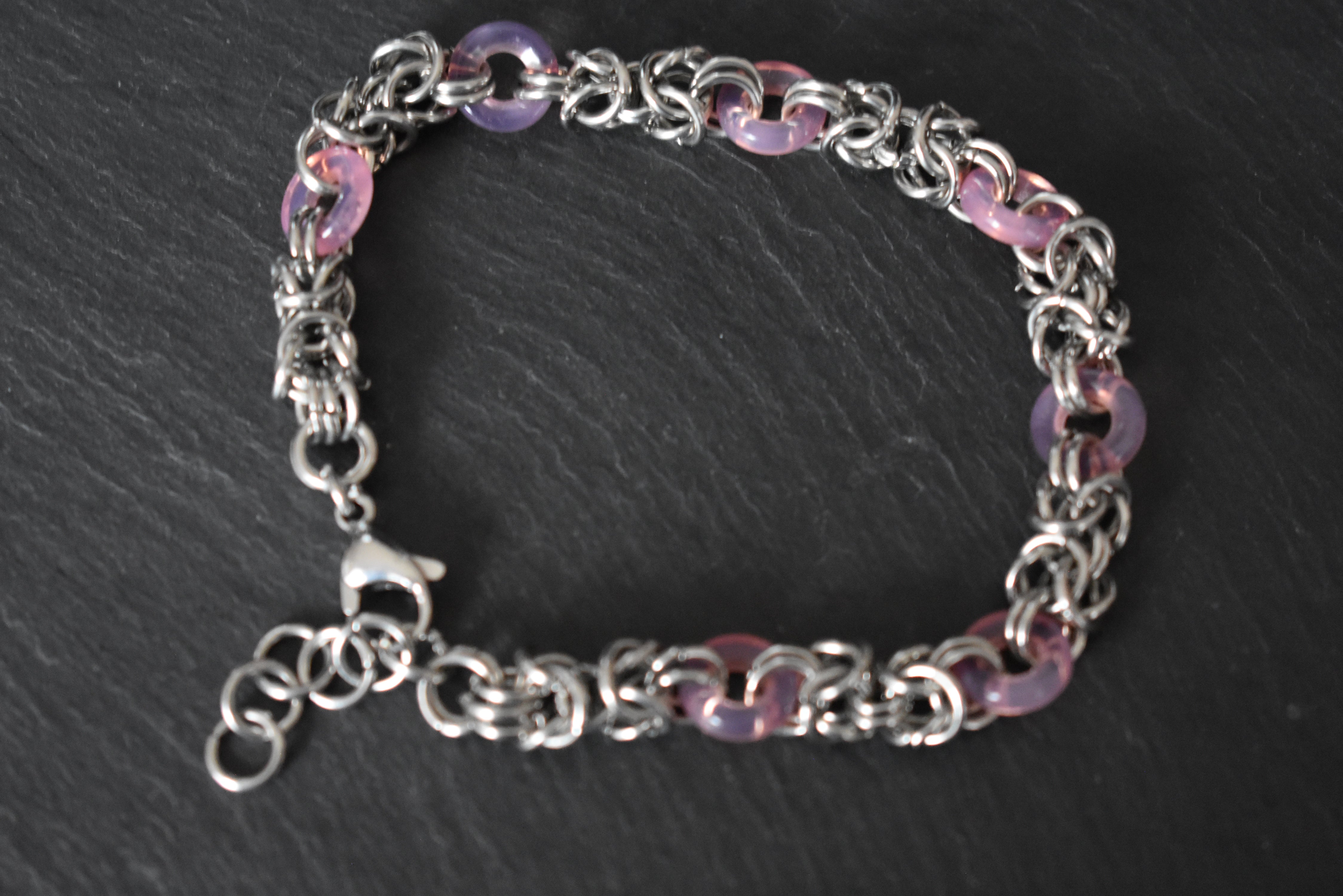 Edelstahl Armband Chainmail mit Glaselementen