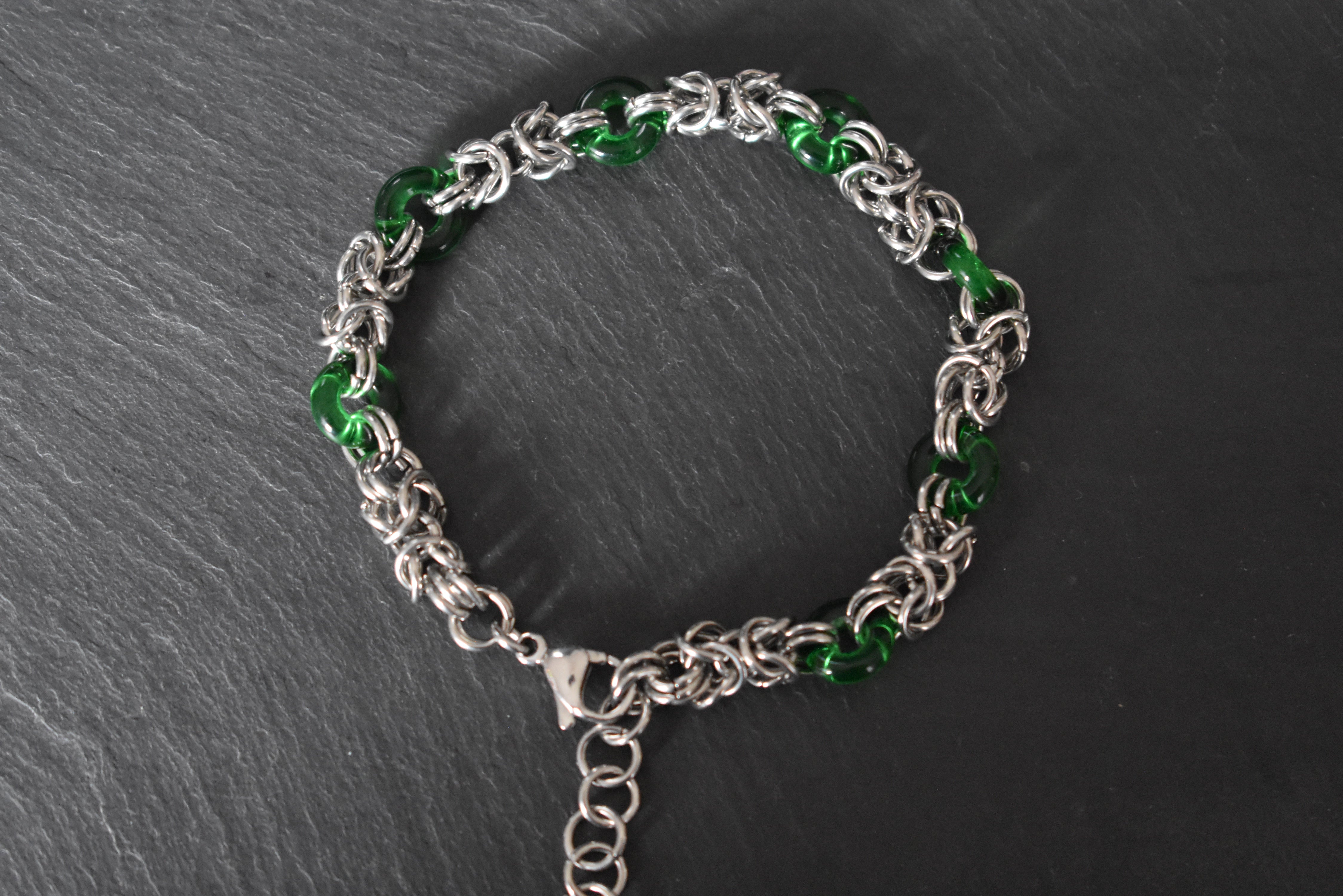 Edelstahl Armband Chainmail mit Glaselementen
