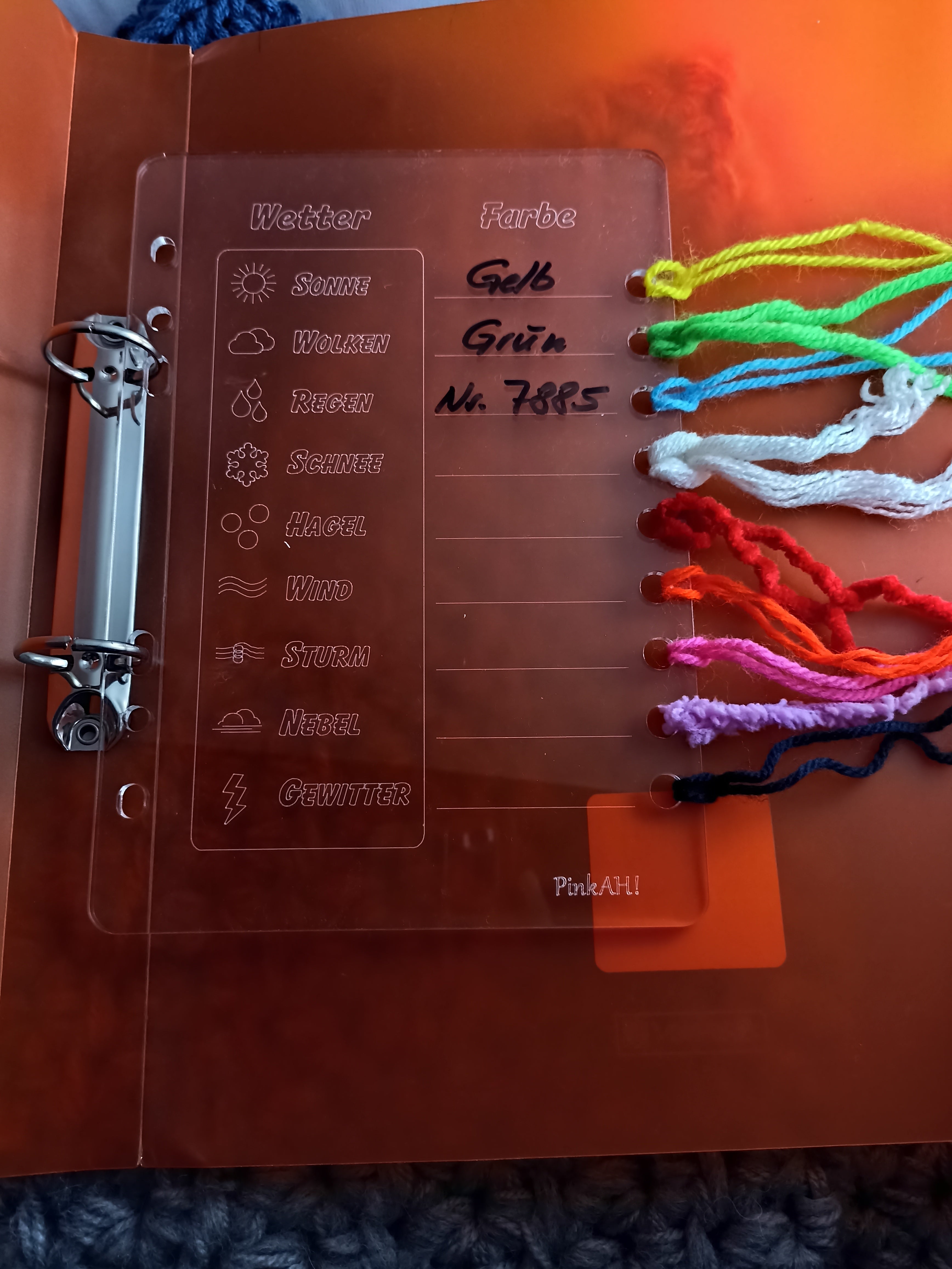 Wetterdecke Temperaturdecke Farbkarte A5 abwischbar