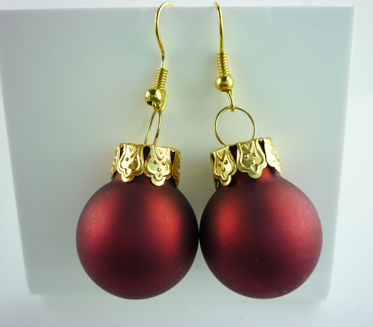 Weihnachtskugel Ohrringe einfach Glas 2 cm verschiedene Farben