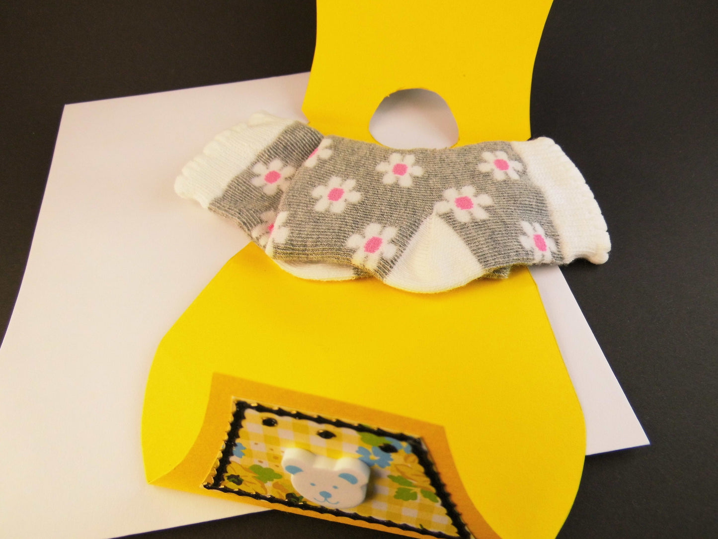 3D Karte Geburt Mädchen Junge  Glückwunschkarte mit Söckchen und Umschlag