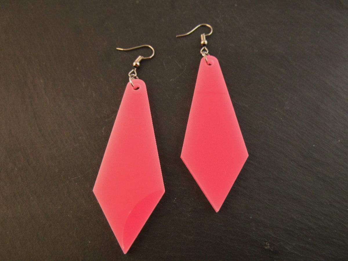 ohrringe-tropfen-vintage-80erjahre-neon-pink-silber-edelstahl