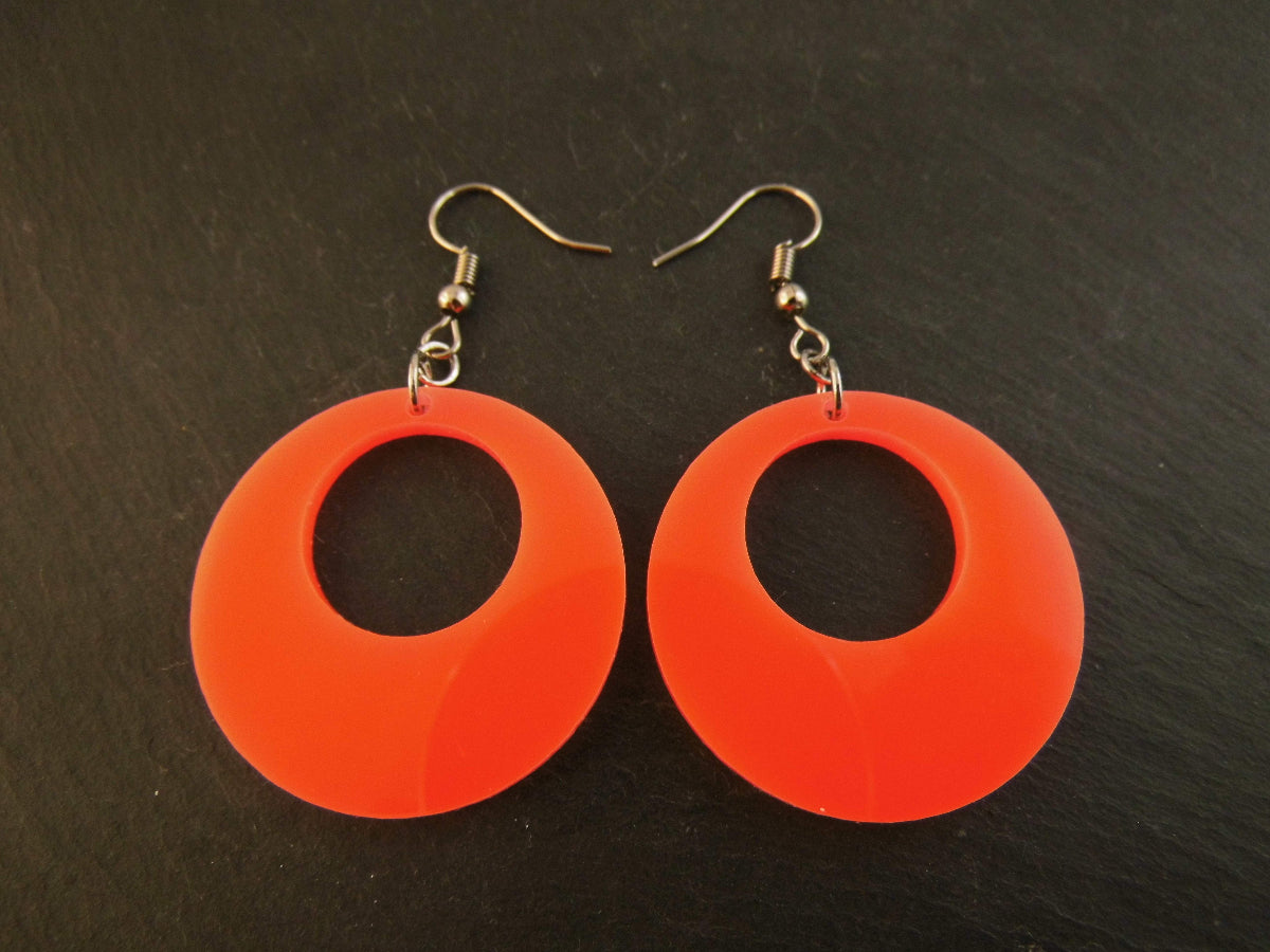 ohrringe-vintage-rund-80erjahre-neon-orange-silber-edelstahl