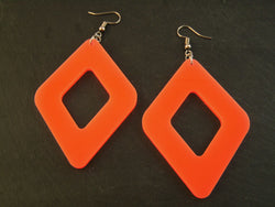 statement-ohrringe-vintage-80er jahre-neon-orange-xxl-eckig-silber-edelstahl